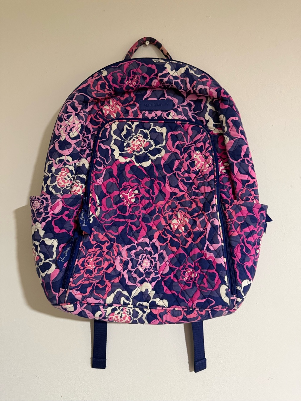 Vera Bradley Navy Pink Floral Quilted Backpack